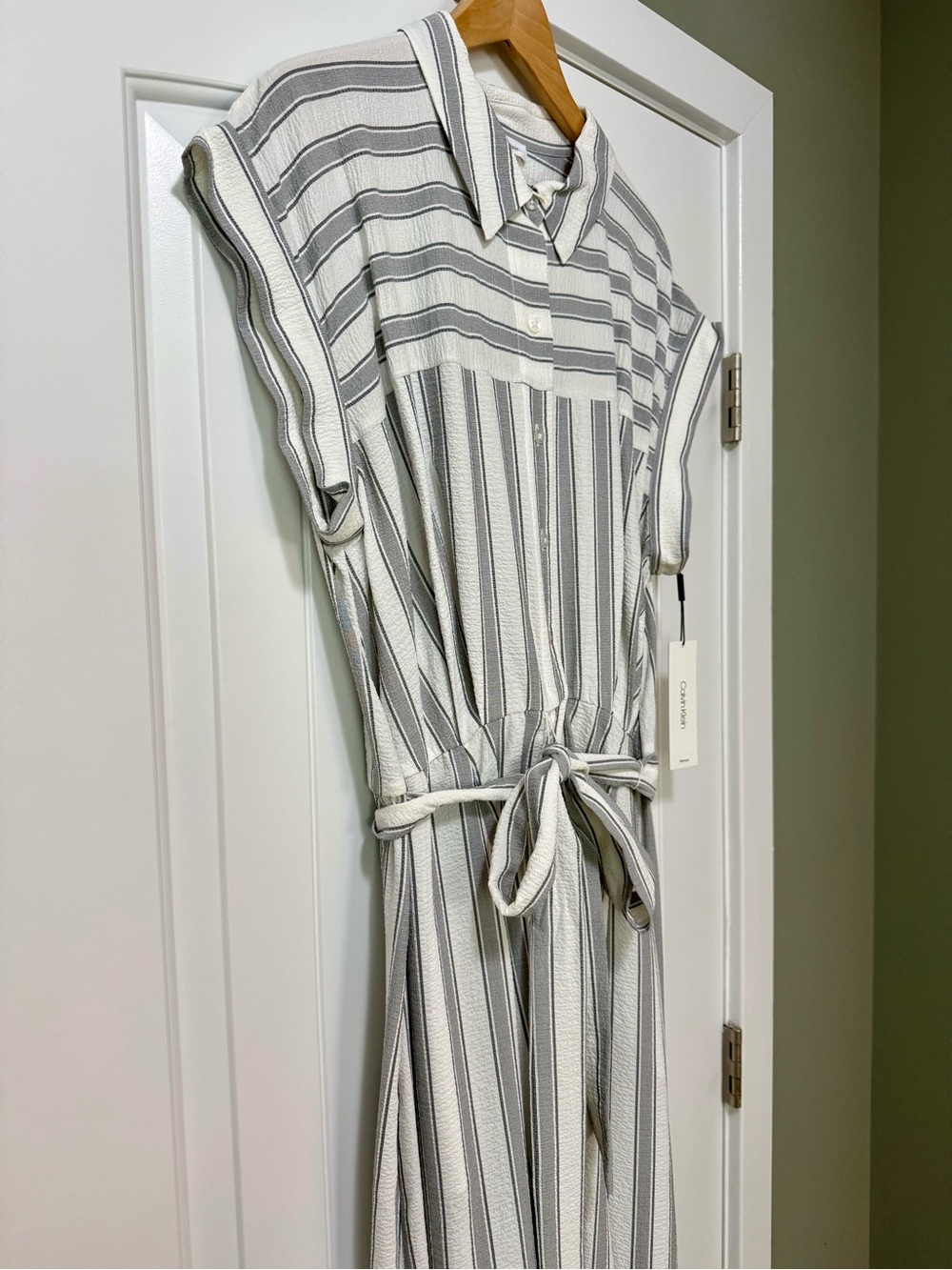 Calvin Klein Gauze Striped Maxi Shirtdress 18W - Picture 6 of 11